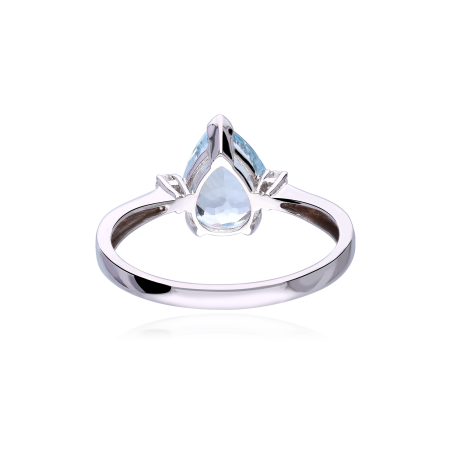 ANILLO "SKHIRAT" AGUA MARINA Y DIAMANTES 0.05cts