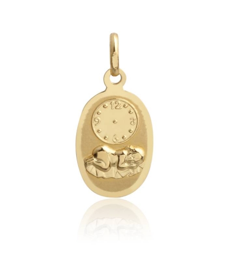 Medalla Oro 18k bebé y reloj