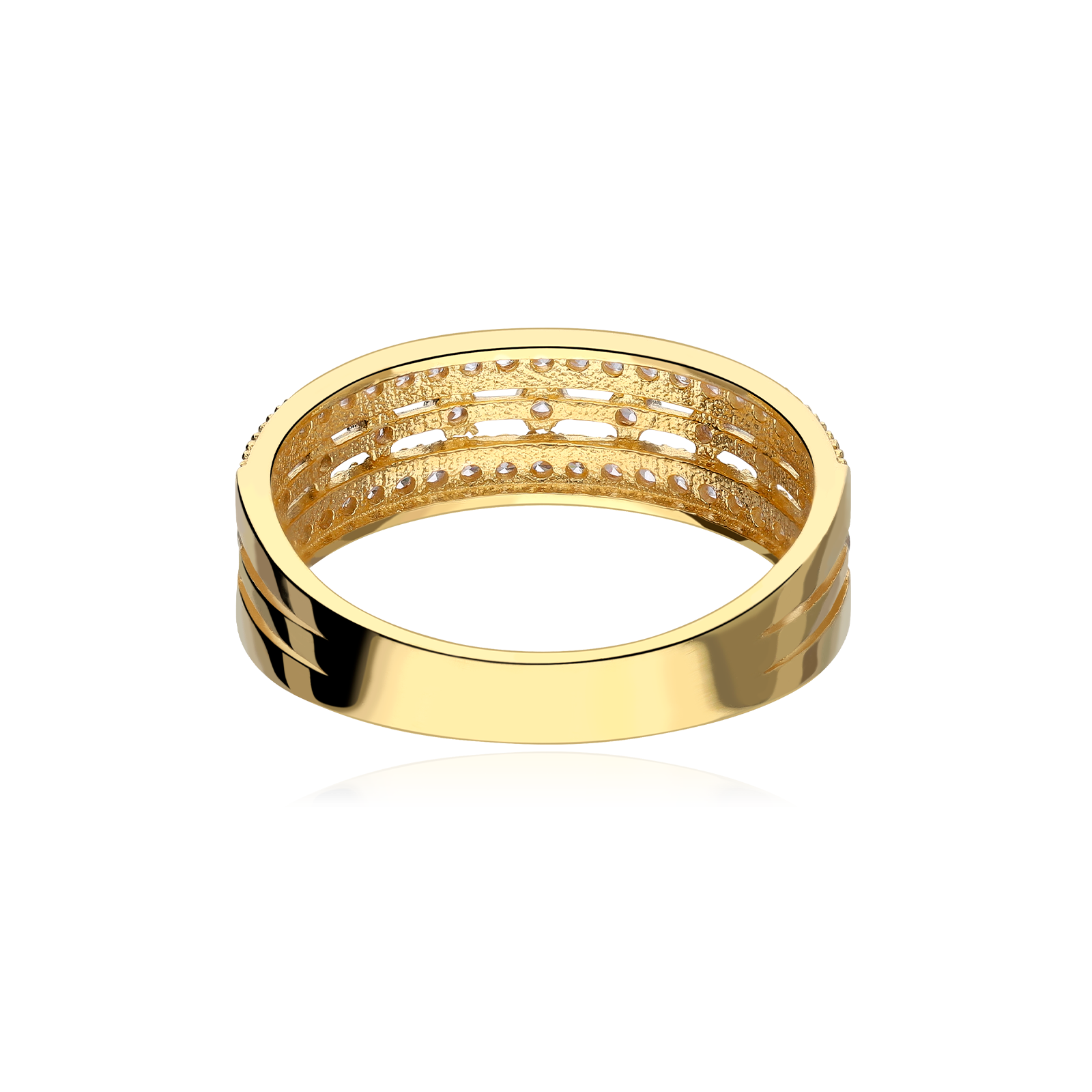Anillo De Plata Bañada En Oro Amarillo Con Tres Circonitas Blancas Srn 201 117 10
