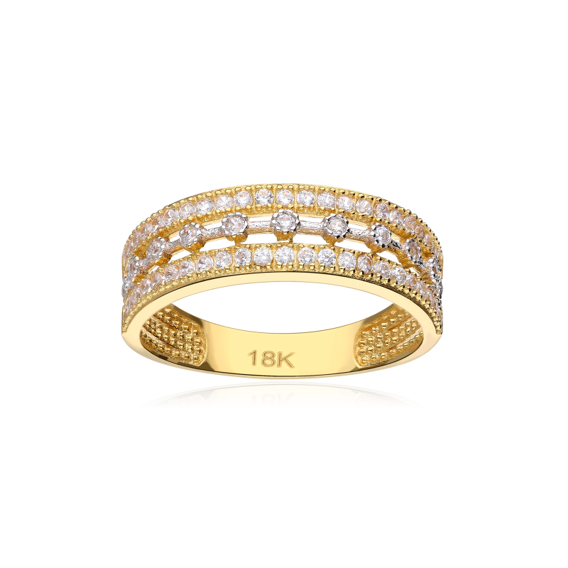 Anillo "Gramie" Oro Bicolor 18k y circonitas