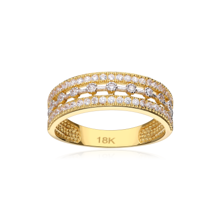 Anillo "Gramie" Oro Bicolor 18k y circonitas