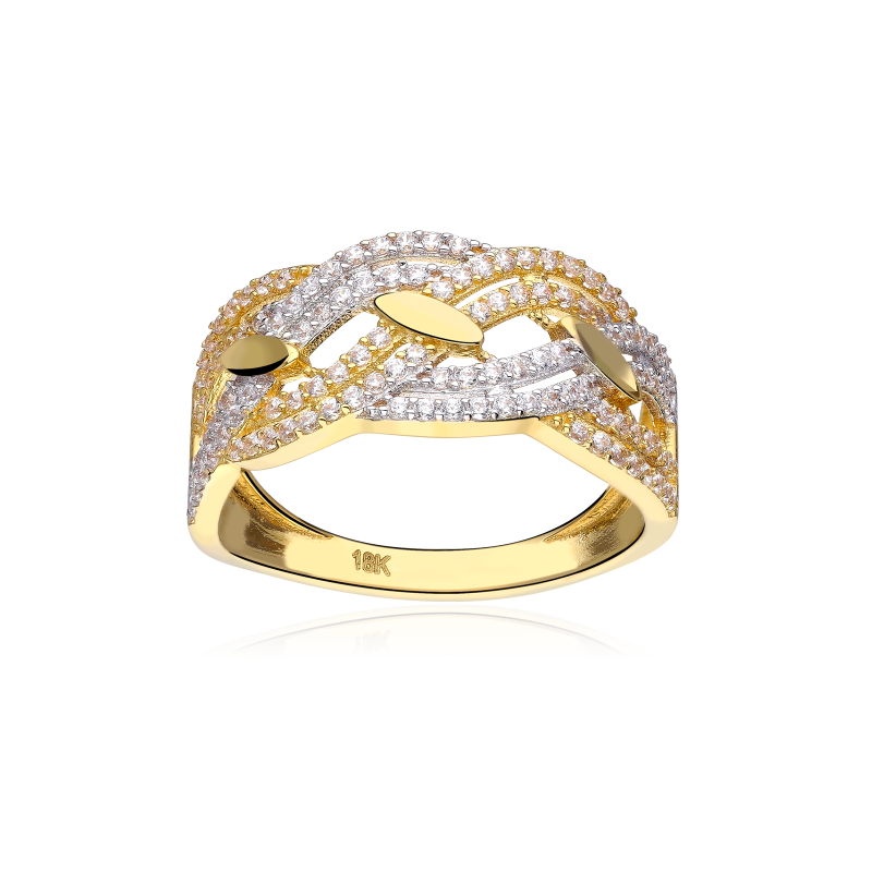 Anillo "Eva" Oro Bicolor 18k y circonitas