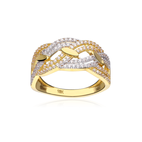 Anillo "Eva" Oro Bicolor 18k y circonitas