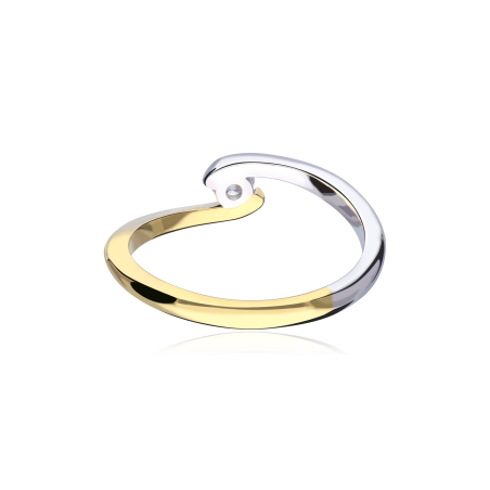 Anillo "Half" Colección Sabana Oro Bicolor 18k y circonita