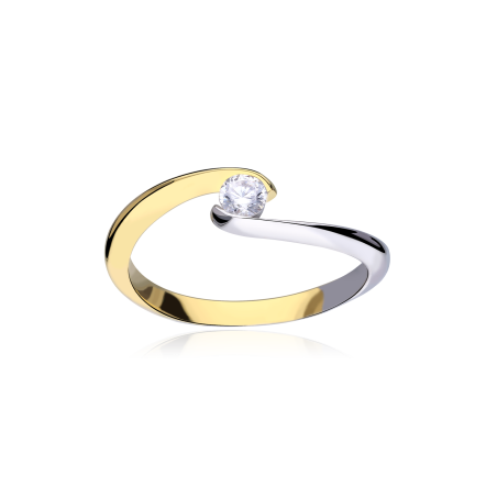 Anillo "Half" Colección Sabana Oro Bicolor 18k y circonita