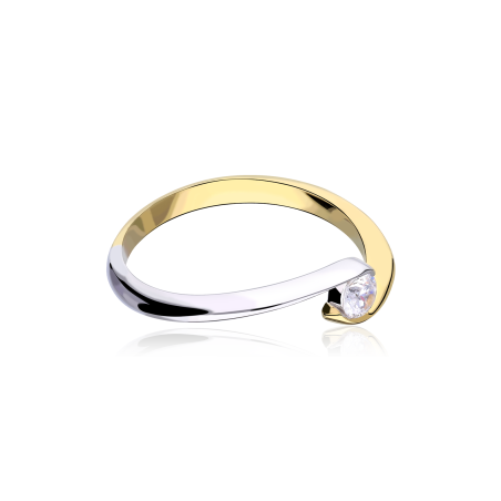 Anillo "Half" Colección Sabana Oro Bicolor 18k y circonita