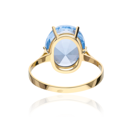 ANILLO "CHANTAL" TOPACIO AZUL ORO 18K