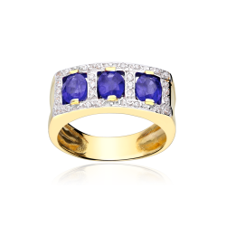 Anillo oro 18k, circonitas y zafiros "Salomé"