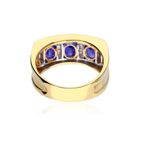 Anillo oro 18k, circonitas y zafiros "Salomé"