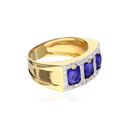 Anillo oro 18k, circonitas y zafiros "Salomé"