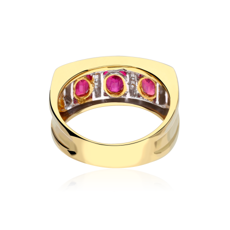 Anillo Oro 18k, circonitas y rubíes "Salomé"