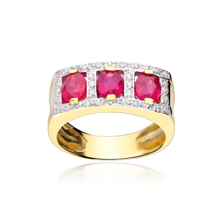 Anillo Oro 18k, circonitas y rubíes "Salomé"