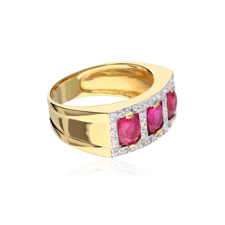 Anillo Oro 18k, circonitas y rubíes "Salomé"