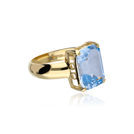 Anillo Topacio Azul Oro 18 k "Antonella"