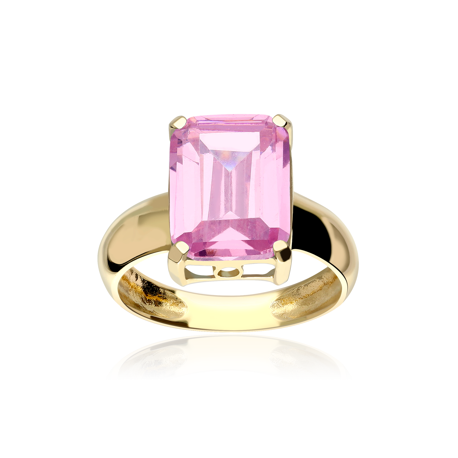 Anillo Oro 18k Anillo Con Piedra Rosa ANILLO 