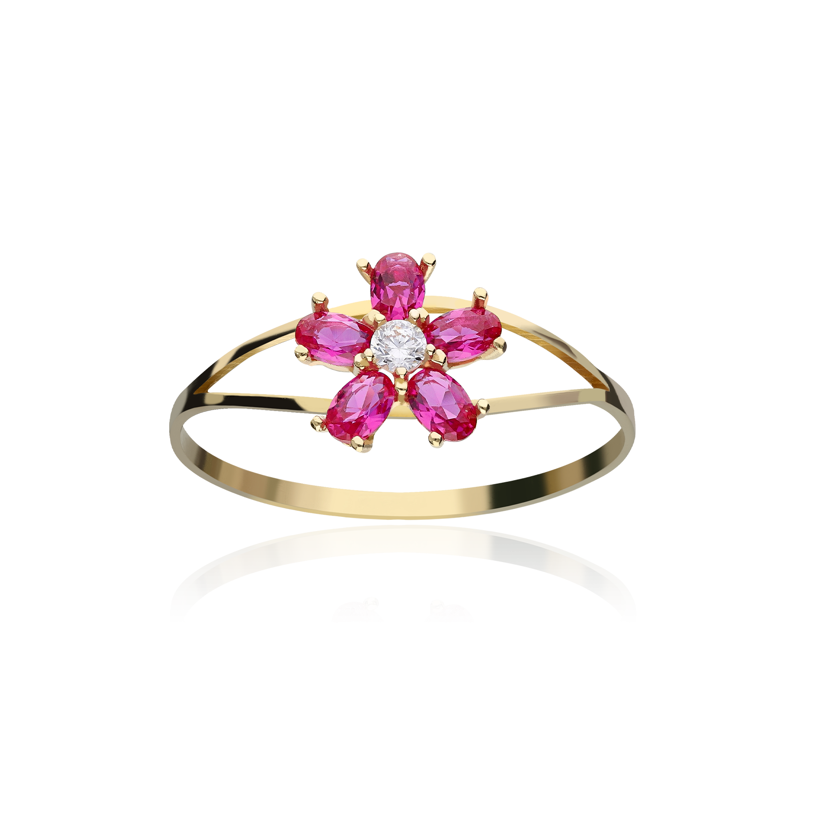 Tamaño: 4 - Anillo De La Suerte De Oro Blanco Y Amarillo Rosa De 14 Quilates