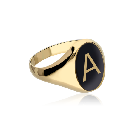 Anillo Sello Con Letra Oro 18k "Ralph"