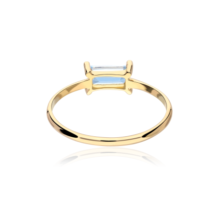 ANILLO "IMPERIA" TOPACIO AZUL Y ORO 18K