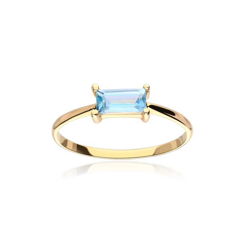 ANILLO "IMPERIA" TOPACIO AZUL Y ORO 18K