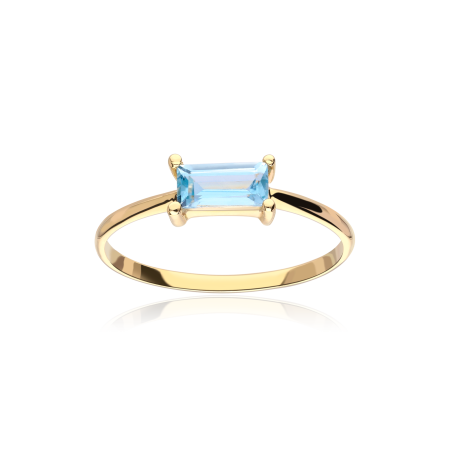 ANILLO "IMPERIA" TOPACIO AZUL Y ORO 18K