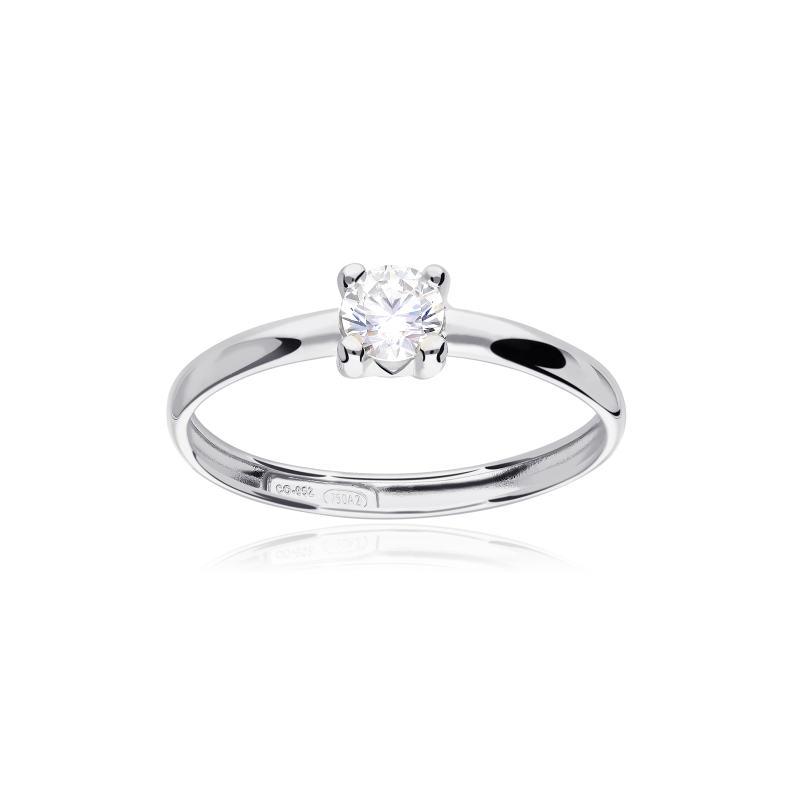 Anillo oro blanco 18k y circonita 4mm "Four"