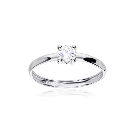 Anillo oro blanco 18k y circonita 4mm "Four"