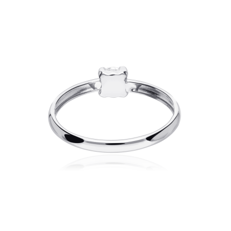 Anillo oro blanco 18k y circonita 4mm "Four"