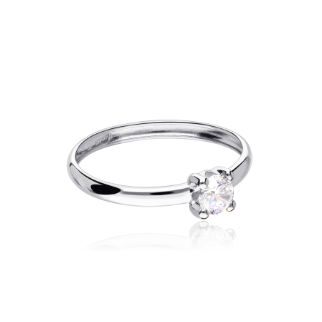 Anillo oro blanco 18k y circonita 4mm "Four"