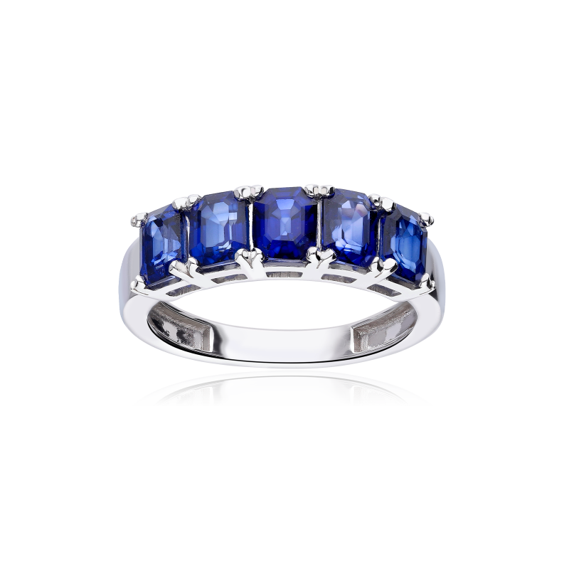 Anillo Oro blanco 18k y zafiros 2.73cts "Taide" - Joyerías Sánchez