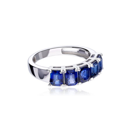 Anillo Oro blanco 18k y zafiros 2.73cts "Taide" - Joyerías Sánchez