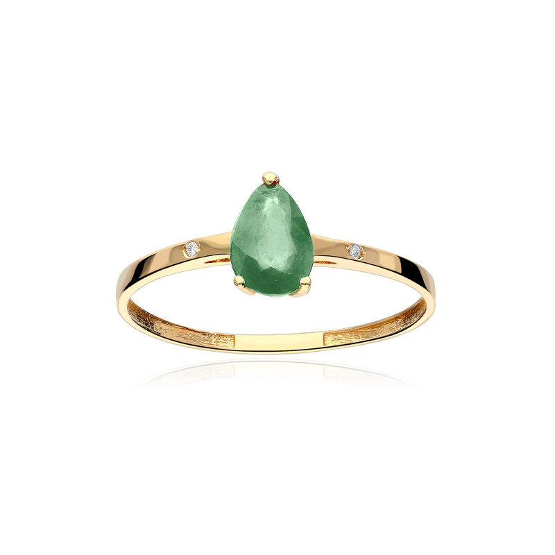Anillo "Lágrima Verde" Oro 18k Esmeralda y Diamantes