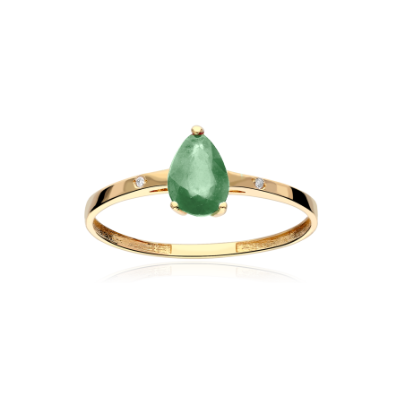 Anillo "Lágrima Verde" Oro 18k Esmeralda y Diamantes