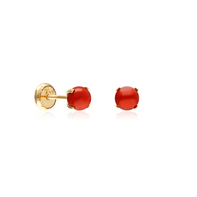 PENDIENTES "DOLL" ORO 18K Y CORALINA 4MM