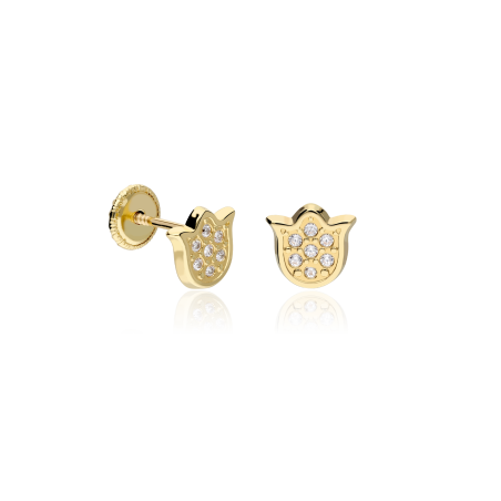 PENDIENTES "TULIP" ORO 18K Y CIRCONITAS