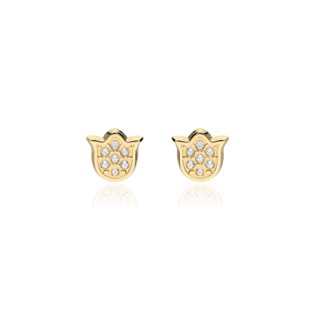 PENDIENTES "TULIP" ORO 18K Y CIRCONITAS