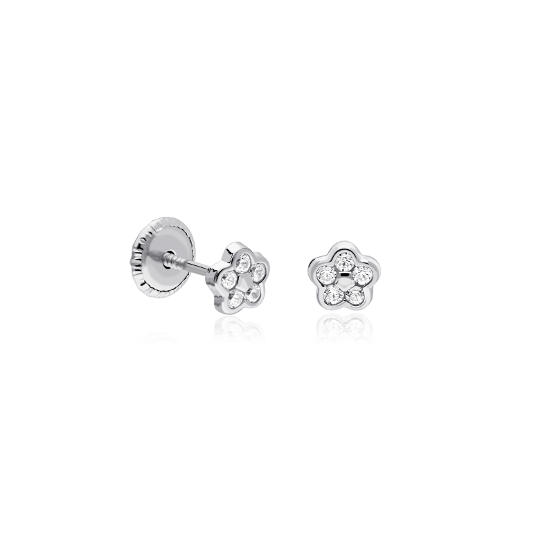 Pendientes oro blanco 18k y circonitas "Abi"