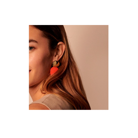 Pendientes Agatha Paris Brigitte Largos Baño Oro y Naranja 2380436-279-TU