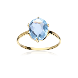 ANILLO "RENATTA" ORO 18k Y TOPACIO AZUL