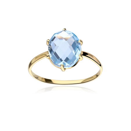 ANILLO "RENATTA" ORO 18k Y TOPACIO AZUL