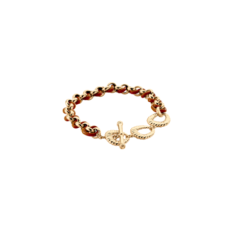 Pulsera Agatha Paris Twiggy Baño Oro piel marrón 2480287-806-TU