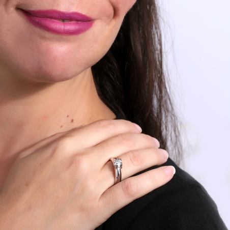 Anillo "Lucca" Oro Blanco 18k y Diamante 0.20 cts