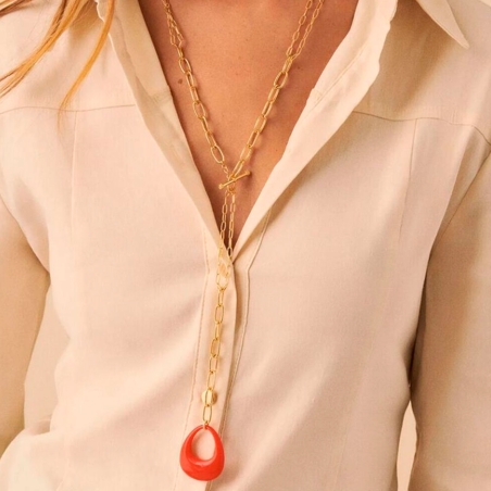 Collar Agatha Paris largo Brigitte Baño Oro y Naranja 2680200-279-TU