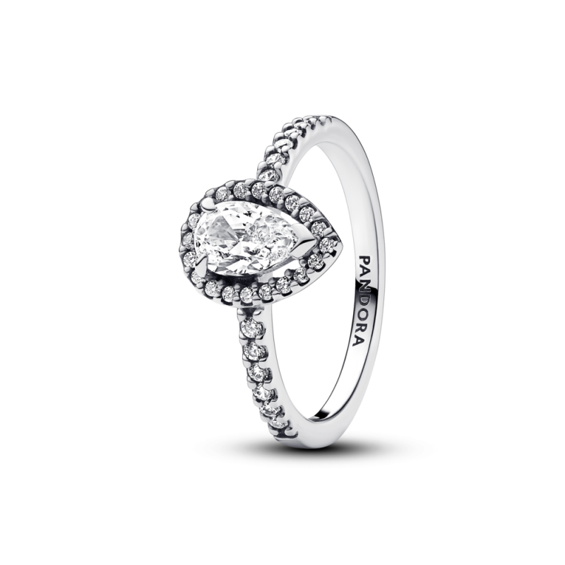 Anillo Pandora en plata de ley Halo Brillante Corte Pera 192835C01 Anillo Pandora en plata de ley Halo Brillante Corte Pera 192835C01