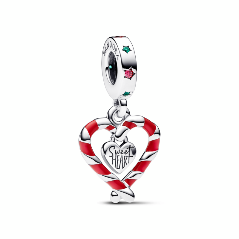 Charm Pandora Colgante Corazón Bastón Caramelo Doble 792822C01