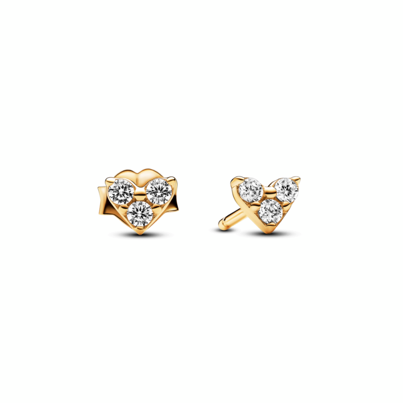 Pendientes Pandora Baño Oro 14k Corazón Triple Gema​ 263003C01