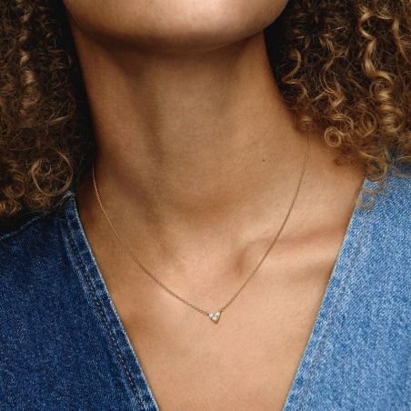 Collar Pandora Baño Oro 14k Corazón Triple Gema​ 363014C01