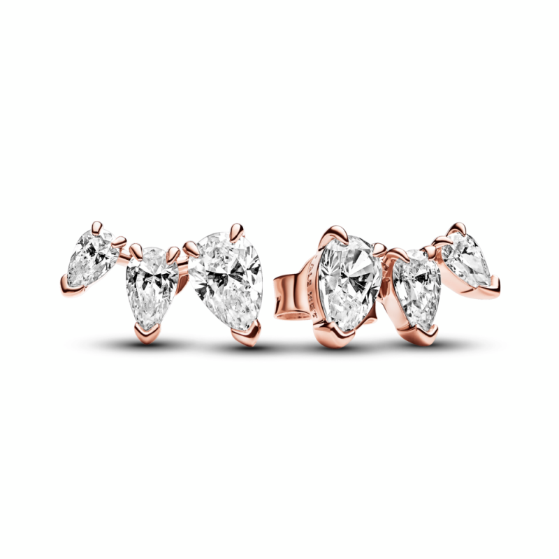 Pendientes Pandora Baño Oro rosa 14k Corte Pera Brillante​ 282836C01