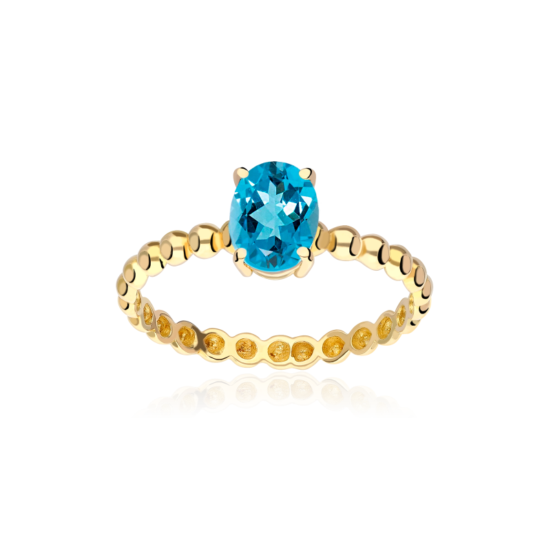 ANILLLO "CANDY" ORO 18K Y TOPACIO AZUL LONDON BLUE