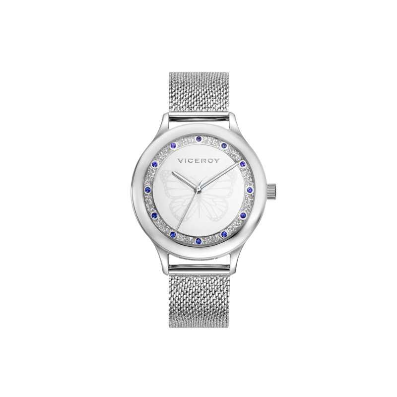 Reloj Viceroy mujer Kiss acero esfera blanca y bisel interior glitter con circonitas 401264-07