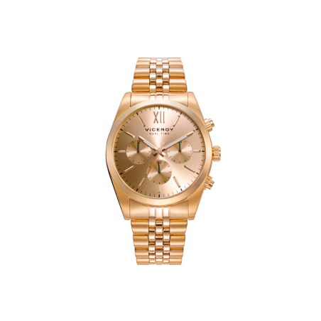 Reloj Viceroy de hombre Chic de acero multifunción con esfera dorada IP dorado 42423-23